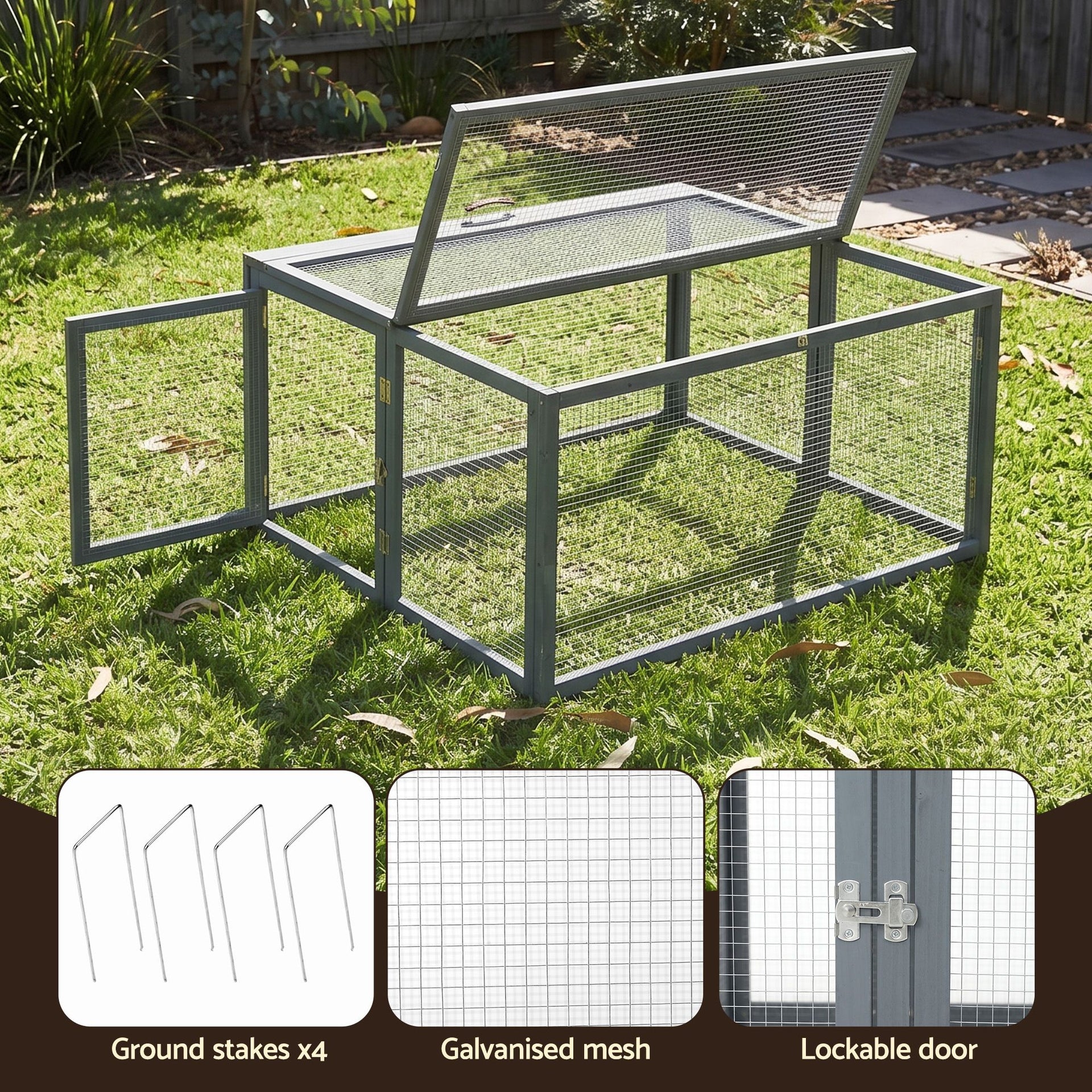 i.Pet Chicken Coop Large Portable Wooden Rabbit Run Cage Hutch Outdoor Folding Hen House 110cm Awezingly