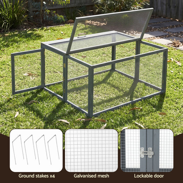 i.Pet Chicken Coop Large Portable Wooden Rabbit Run Cage Hutch Outdoor Folding Hen House 110cm Awezingly