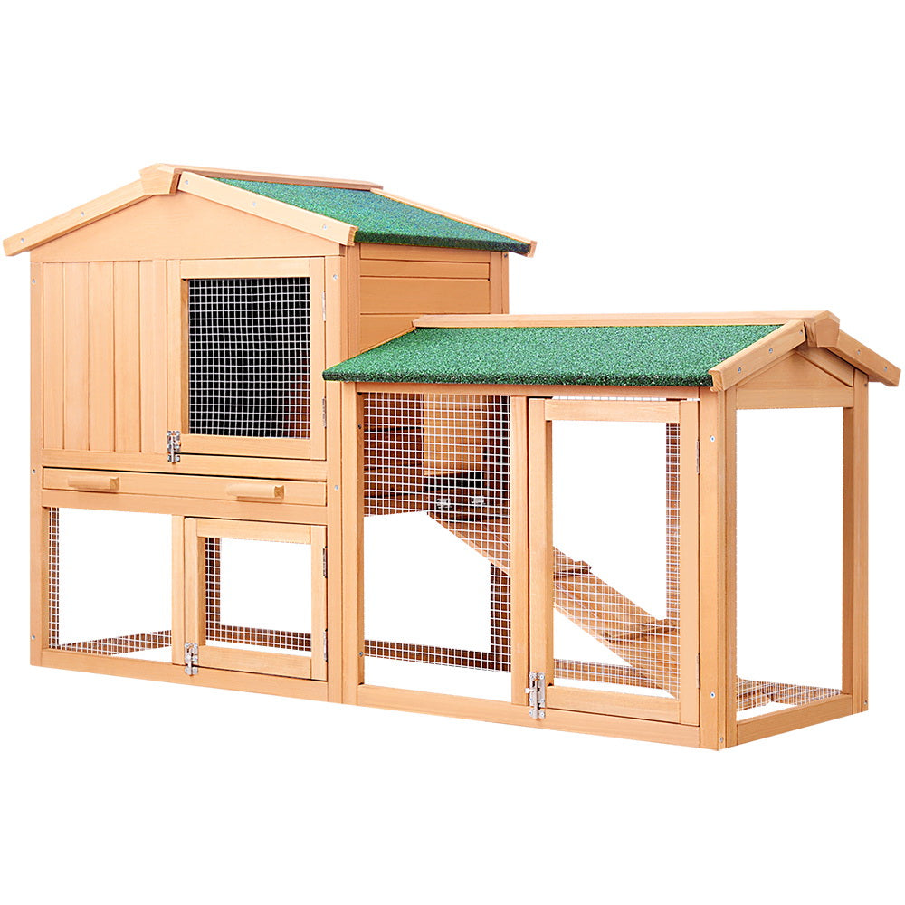 i.Pet Chicken Coop Rabbit Hutch 138cm x 44cm x 85cm Large Chicken Coop House Run Cage Wooden Outdoor i.Pet