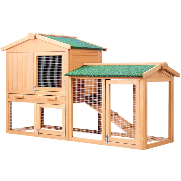 i.Pet Chicken Coop Rabbit Hutch 138cm x 44cm x 85cm Large Chicken Coop House Run Cage Wooden Outdoor i.Pet