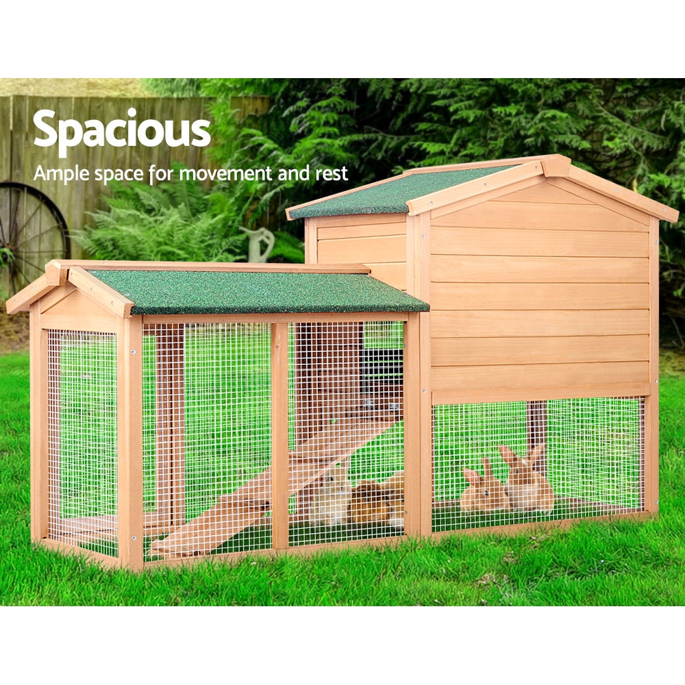 i.Pet Chicken Coop Rabbit Hutch 138cm x 44cm x 85cm Large Chicken Coop House Run Cage Wooden Outdoor i.Pet