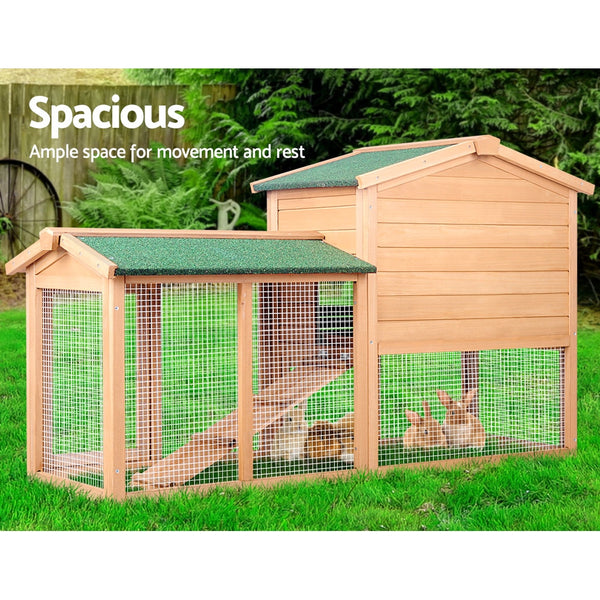 i.Pet Chicken Coop Rabbit Hutch 138cm x 44cm x 85cm Large Chicken Coop House Run Cage Wooden Outdoor i.Pet