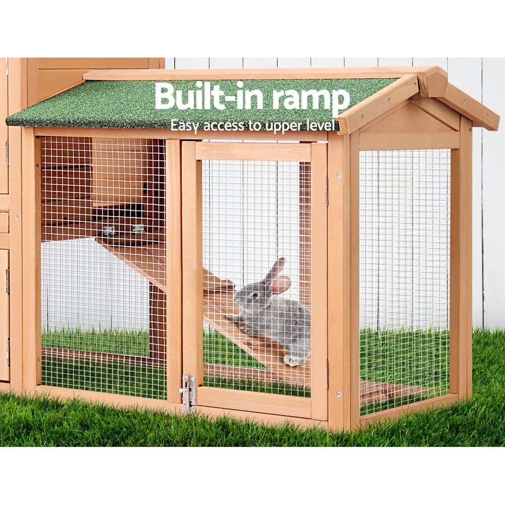 i.Pet Chicken Coop Rabbit Hutch 138cm x 44cm x 85cm Large Chicken Coop House Run Cage Wooden Outdoor i.Pet