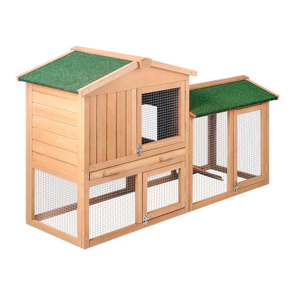 i.Pet Chicken Coop Rabbit Hutch 138cm x 44cm x 85cm Large Chicken Coop House Run Cage Wooden Outdoor i.Pet