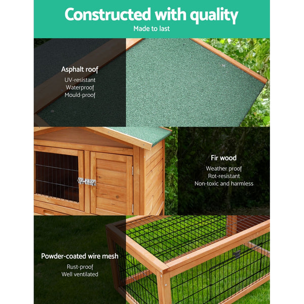 i.Pet Chicken Coop Rabbit Hutch 155cm x 49cm x 90cm Large Chicken Coop Wooden Run Cage House Outdoor i.Pet