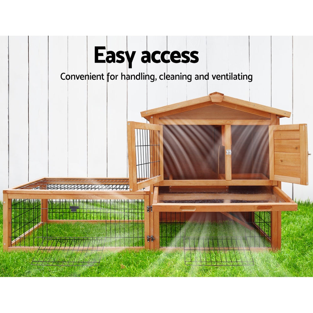 i.Pet Chicken Coop Rabbit Hutch 155cm x 49cm x 90cm Large Chicken Coop Wooden Run Cage House Outdoor i.Pet