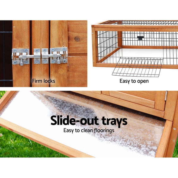 i.Pet Chicken Coop Rabbit Hutch 155cm x 49cm x 90cm Large Chicken Coop Wooden Run Cage House Outdoor i.Pet