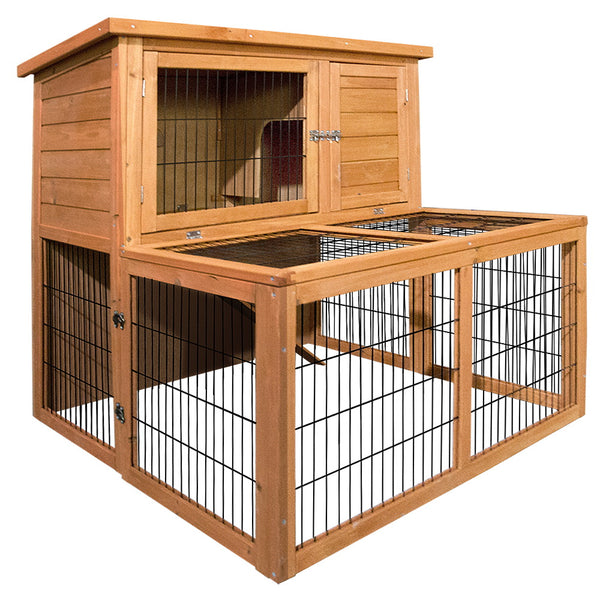 i.Pet Chicken Coop Rabbit Hutch 96cm x 96cm x 100cm Large Chicken Coop Run Wooden Cage Outdoor House i.Pet