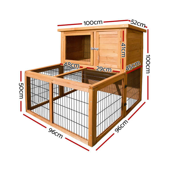 i.Pet Chicken Coop Rabbit Hutch 96cm x 96cm x 100cm Large Chicken Coop Run Wooden Cage Outdoor House i.Pet