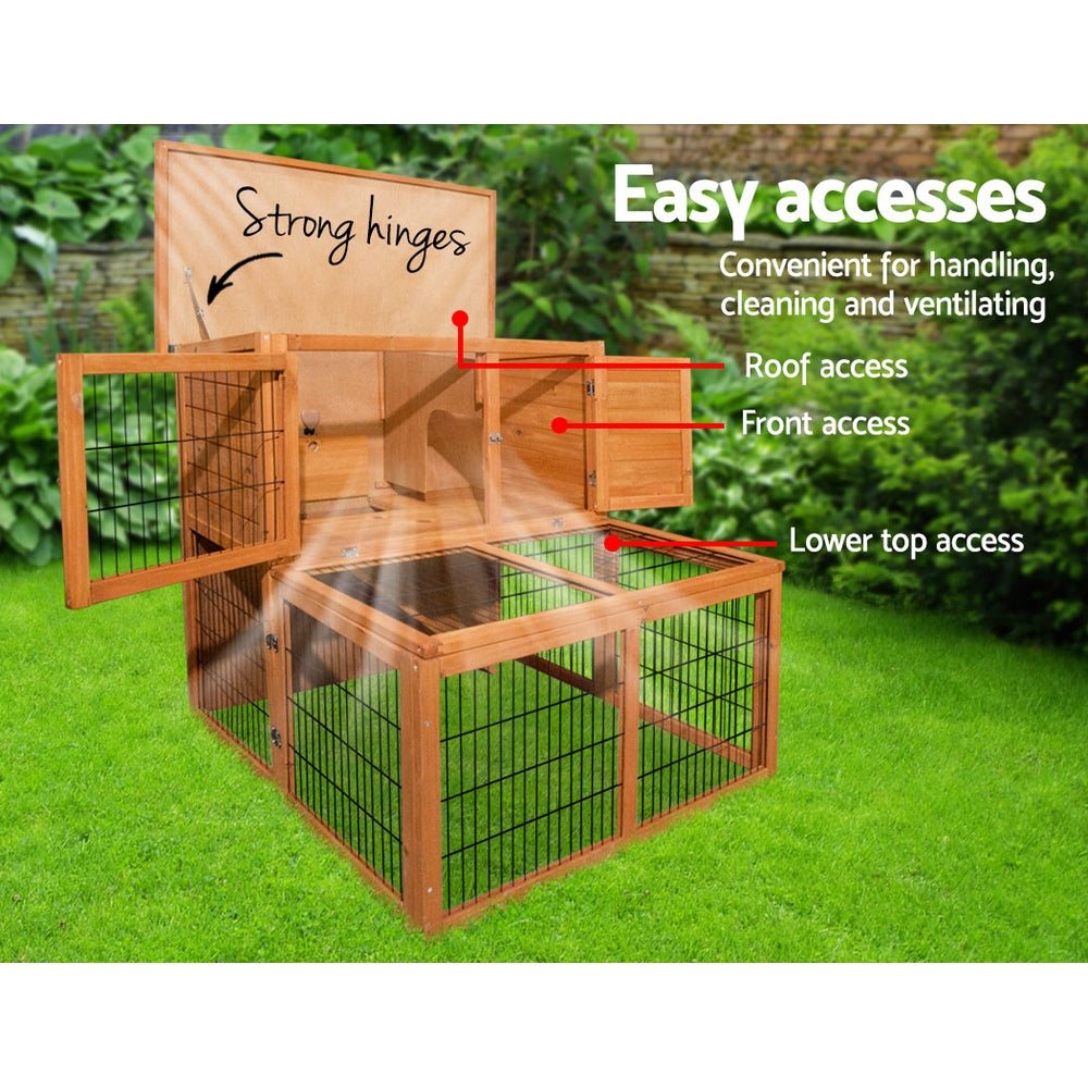 i.Pet Chicken Coop Rabbit Hutch 96cm x 96cm x 100cm Large Chicken Coop Run Wooden Cage Outdoor House i.Pet