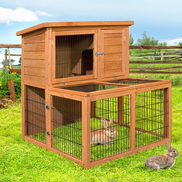 i.Pet Chicken Coop Rabbit Hutch 96cm x 96cm x 100cm Large Chicken Coop Run Wooden Cage Outdoor House i.Pet