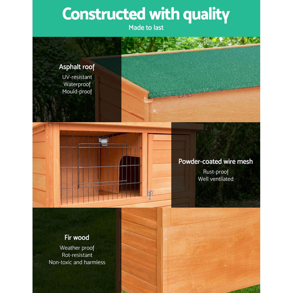 i.Pet Chicken Coop Rabbit Hutch 88cm x 40cm x 76cm Large Chicken Coop House Run Wooden Cage Outdoor i.Pet