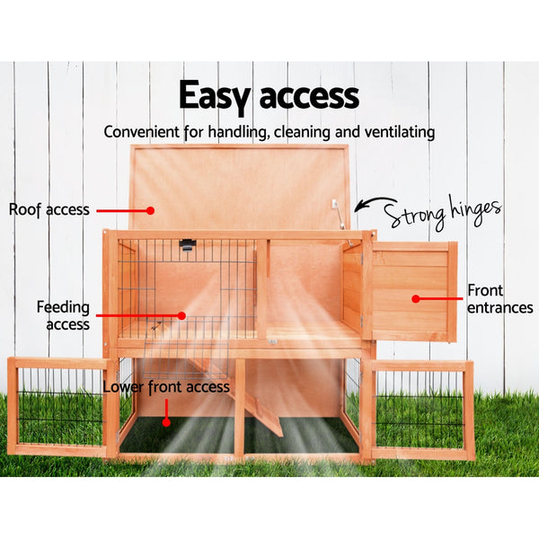 i.Pet Chicken Coop Rabbit Hutch 88cm x 40cm x 76cm Large Chicken Coop House Run Wooden Cage Outdoor i.Pet