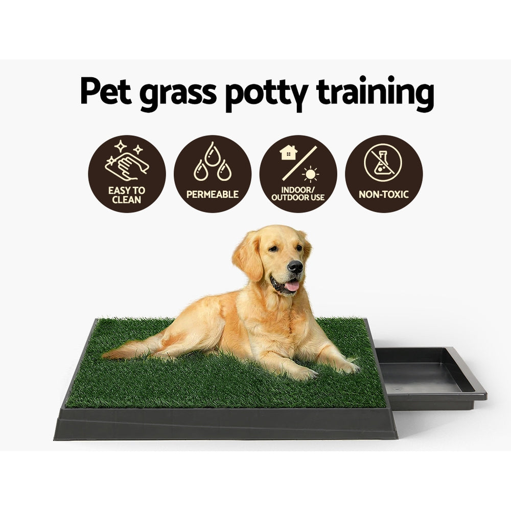 i.Pet Pet Training Pad Dog Potty Toilet Large Portable With Tray Grass 2 Mats i.Pet