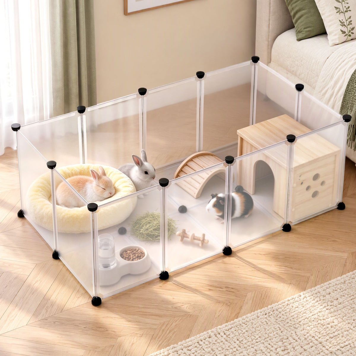 i.Pet Pet Dog Playpen 20 Panels with Baseboard DIY Enclosure Small Animal Rabbit Pen 125CM Awezingly
