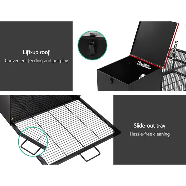 i.Pet Rabbit Cage 122x52cm Hutch Enclosure Carrier Metal i.Pet