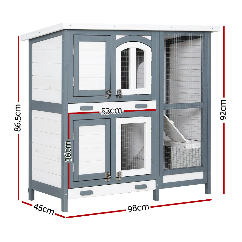 i.Pet Rabbit Hutch Chicken Coop 98cm x 45cm x 92cm Chicken Coop Large Wooden House Run Cage Outdoor i.Pet