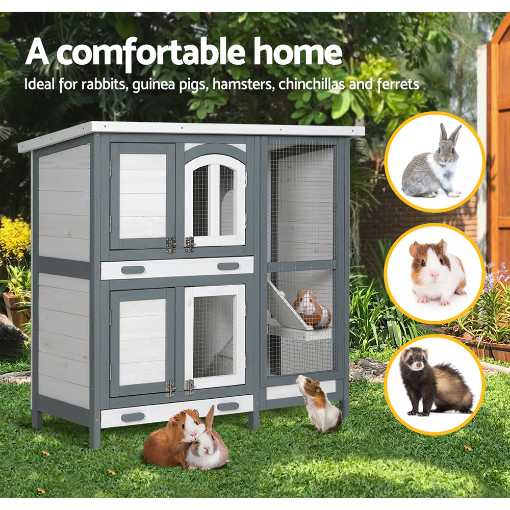 i.Pet Rabbit Hutch Chicken Coop 98cm x 45cm x 92cm Chicken Coop Large Wooden House Run Cage Outdoor i.Pet