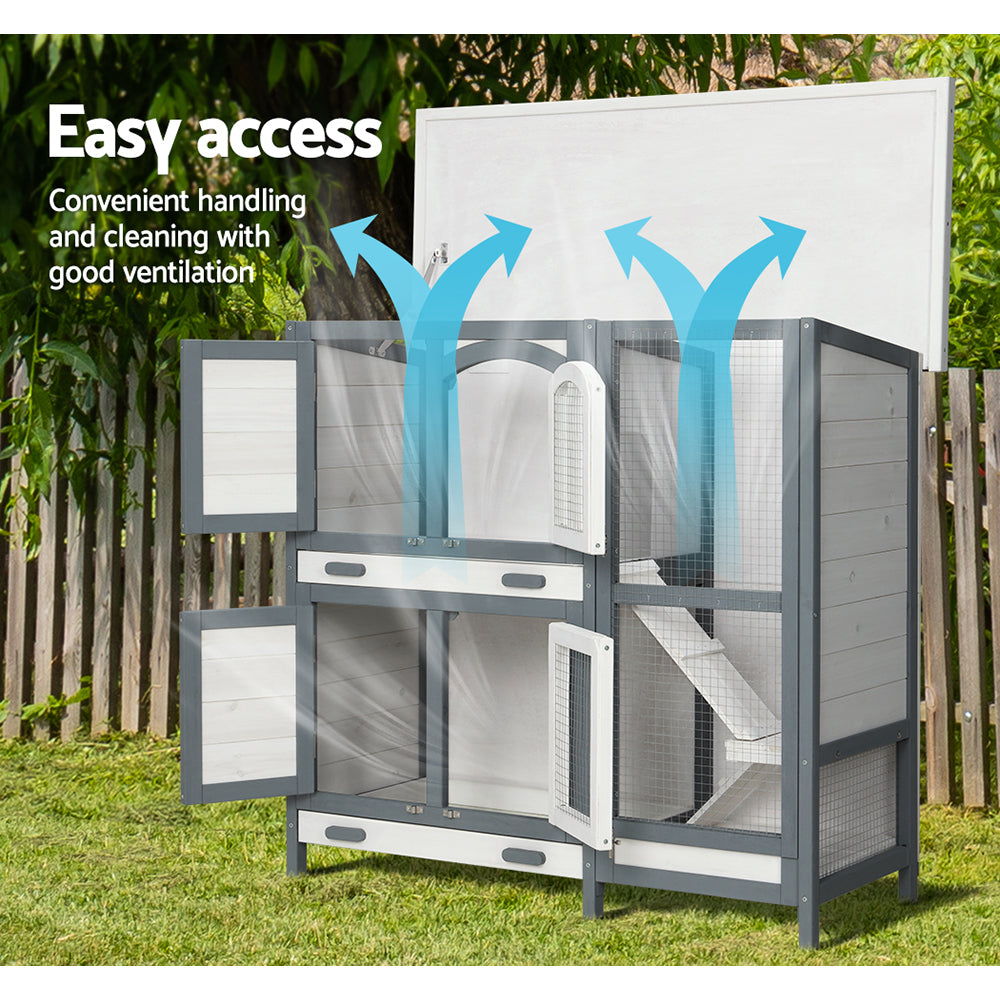 i.Pet Rabbit Hutch Chicken Coop 98cm x 45cm x 92cm Chicken Coop Large Wooden House Run Cage Outdoor i.Pet