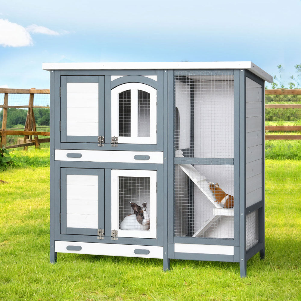 i.Pet Rabbit Hutch Chicken Coop 98cm x 45cm x 92cm Chicken Coop Large Wooden House Run Cage Outdoor i.Pet
