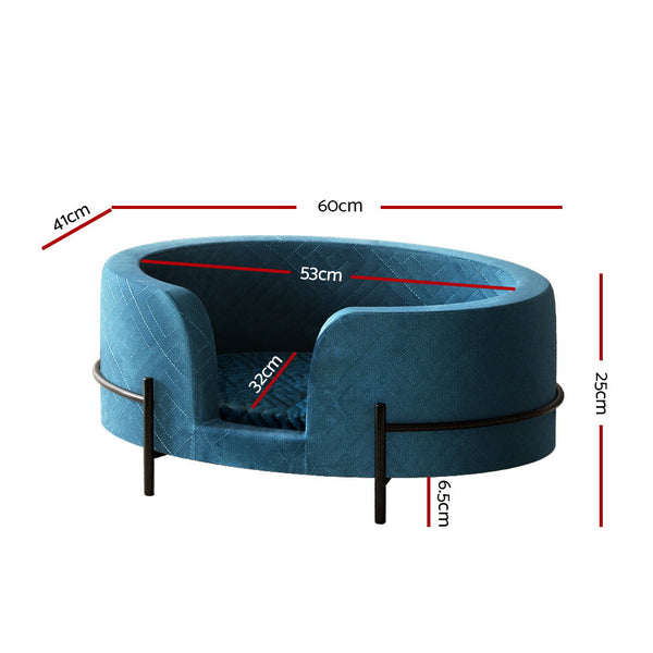 i.Pet Pet Bed Dog Sofa Lounge Cat Calming Couch Raised Blue i.Pet
