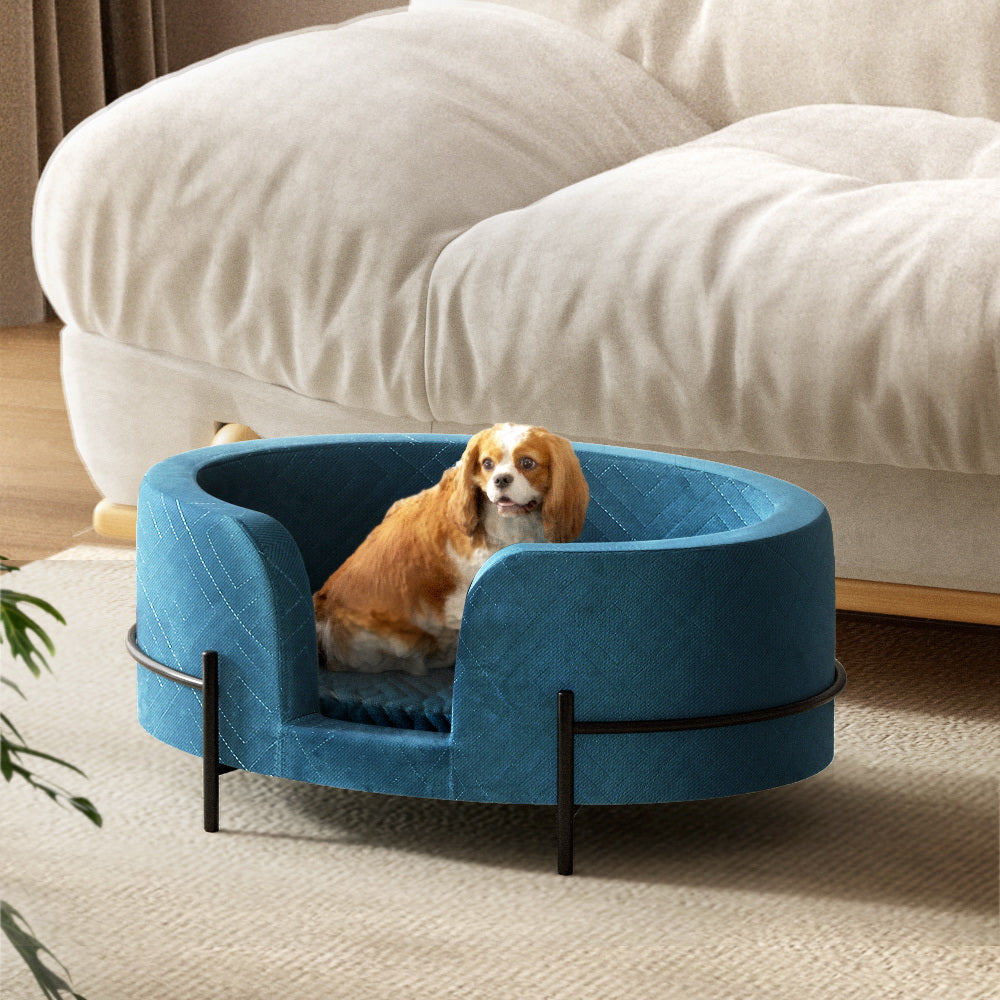 i.Pet Pet Bed Dog Sofa Lounge Cat Calming Couch Raised Blue i.Pet