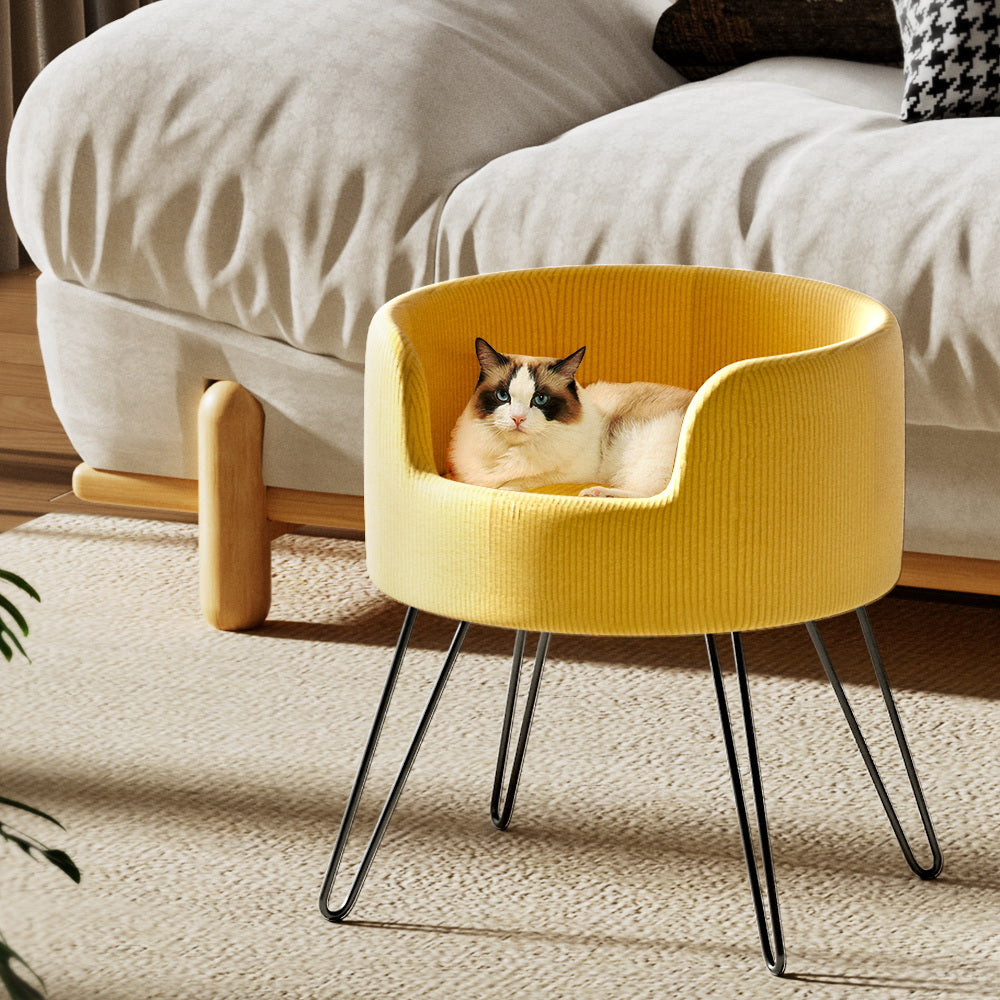 i.Pet Pet Bed Dog Sofa Lounge Cat Calming Raised Couch Yellow i.Pet
