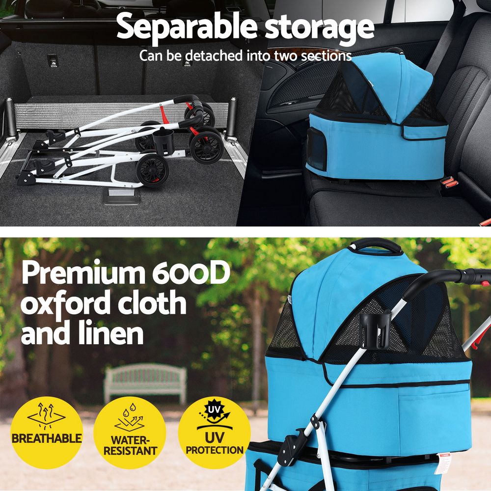 i.Pet 2-Tier Pet Stroller 25kg Capacity & 400pcs Training Pads Combo Awezingly