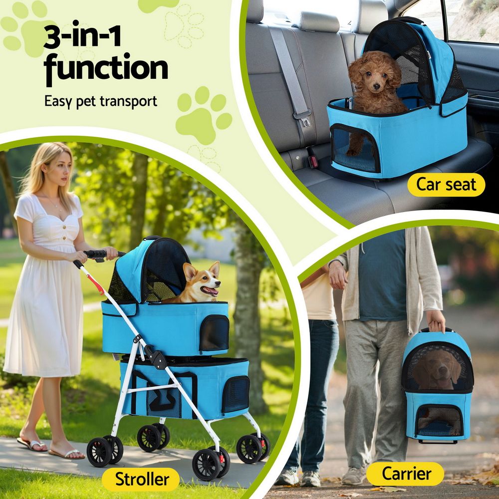 i.Pet 2-Tier Pet Stroller 25kg Capacity & 400pcs Training Pads Combo Awezingly
