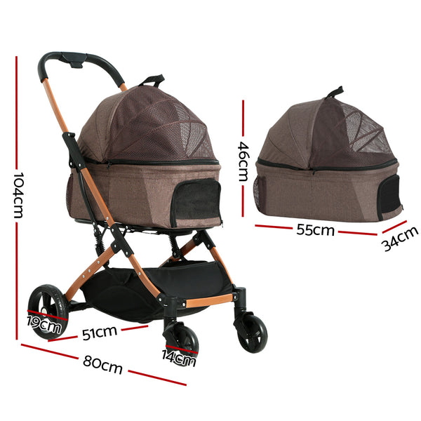 i.Pet Pet Stroller Dog Pram Large Cat Carrier Travel Foldable 4 Wheels Pushchair Double i.Pet