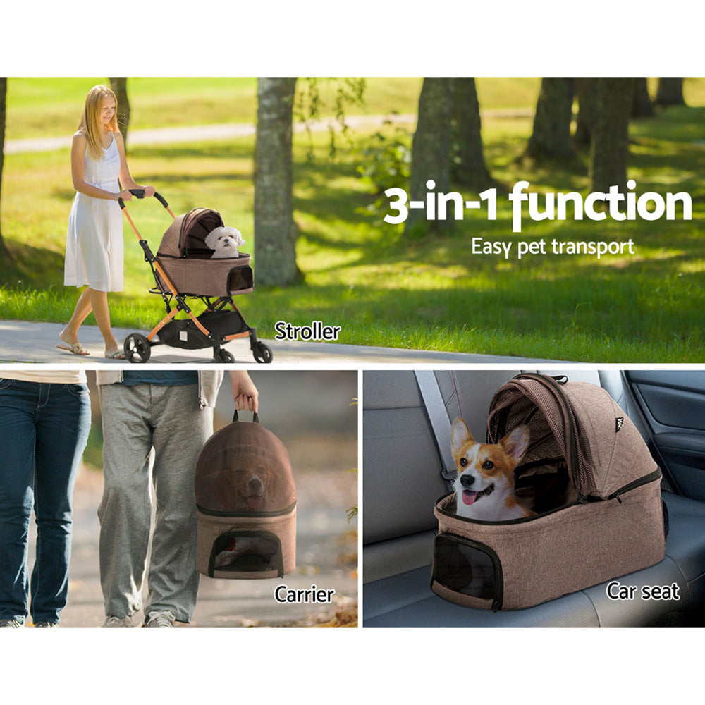 i.Pet Pet Stroller Dog Pram Large Cat Carrier Travel Foldable 4 Wheels Pushchair Double i.Pet
