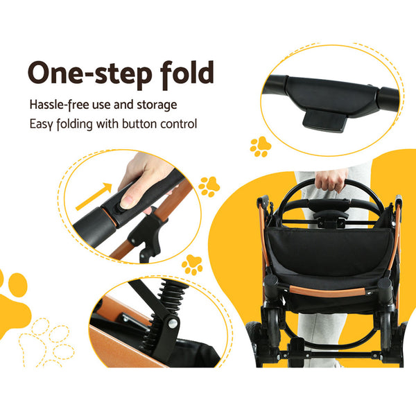 i.Pet Pet Stroller Dog Pram Large Cat Carrier Travel Foldable 4 Wheels Pushchair Double i.Pet