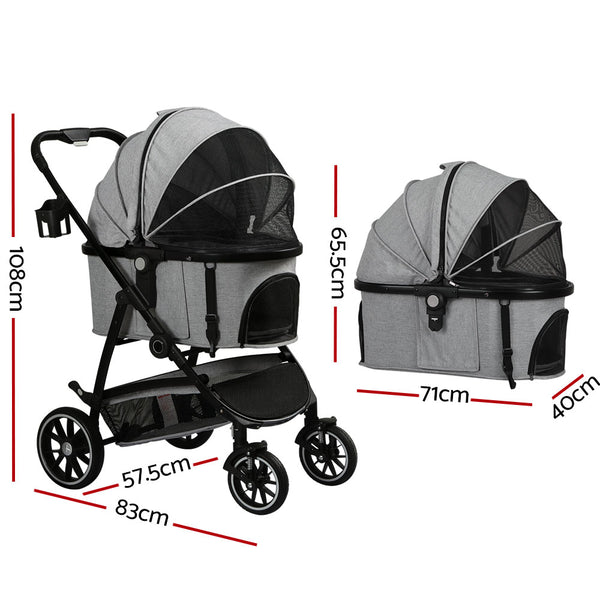 i.Pet Pet Stroller Dog Pram Large Cat Carrier Travel Pushchair 4 Wheels Foldable i.Pet
