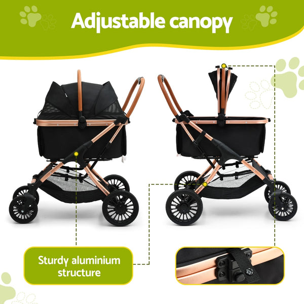 i.Pet Pet Dog Stroller Pram Large Cat Carrier Travel Pushchair Foldable 4 Wheels i.Pet