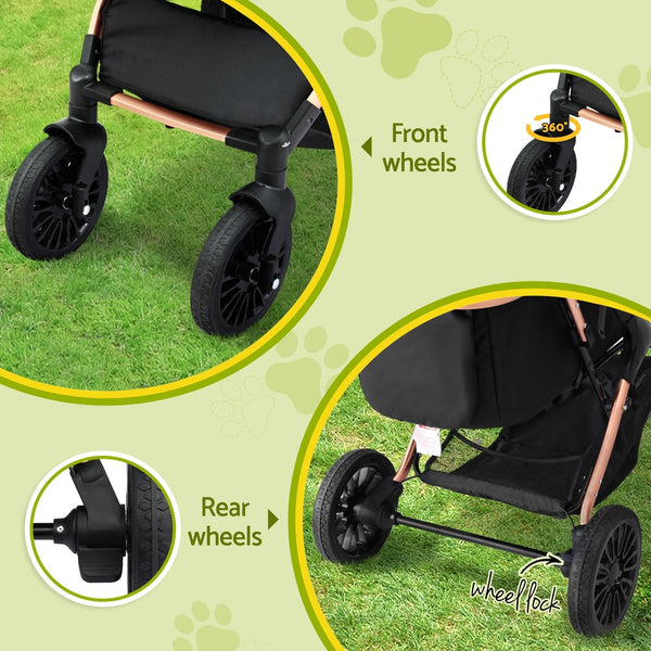 i.Pet Pet Dog Stroller Pram Large Cat Carrier Travel Pushchair Foldable 4 Wheels i.Pet