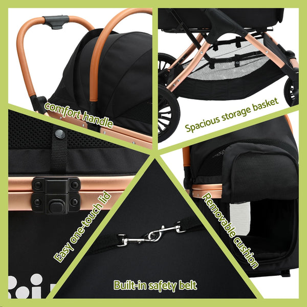 i.Pet Pet Dog Stroller Pram Large Cat Carrier Travel Pushchair Foldable 4 Wheels i.Pet