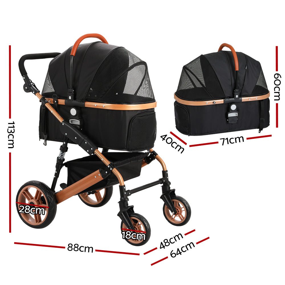 i.Pet Pet Stroller Dog Pram Large Cat Carrier Travel Foldable Pushchair 4 Wheels i.Pet