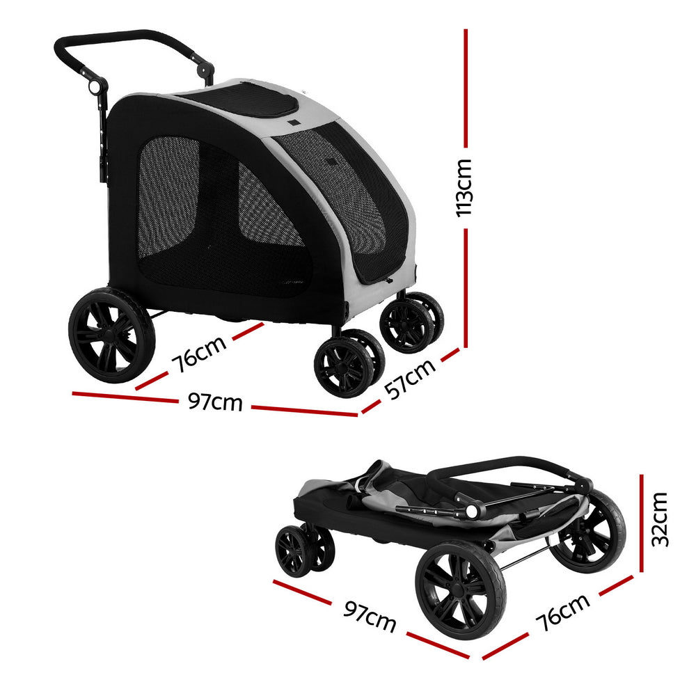 i.Pet Pet Stroller Dog Pram Large Carrier Cat Travel Foldable Strollers 4 Wheels Trolley i.Pet