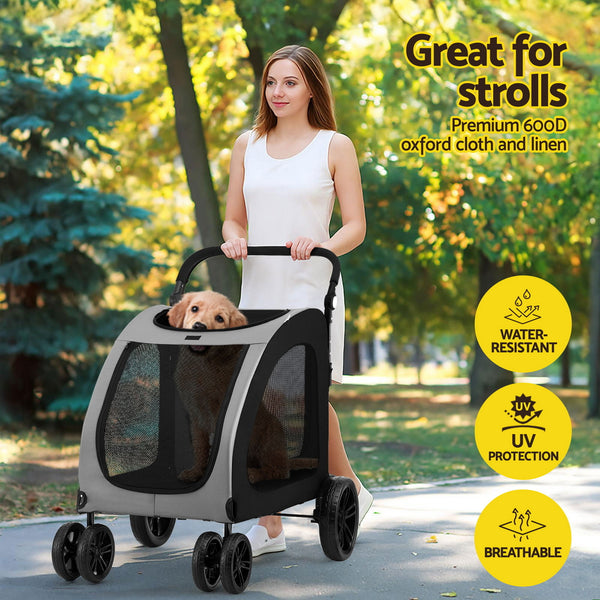 i.Pet Pet Stroller Dog Pram Large Carrier Cat Travel Foldable Strollers 4 Wheels Trolley i.Pet