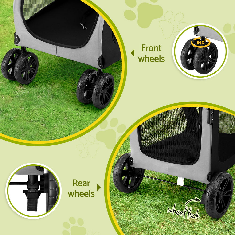 i.Pet Pet Stroller Dog Pram Large Carrier Cat Travel Foldable Strollers 4 Wheels Trolley i.Pet