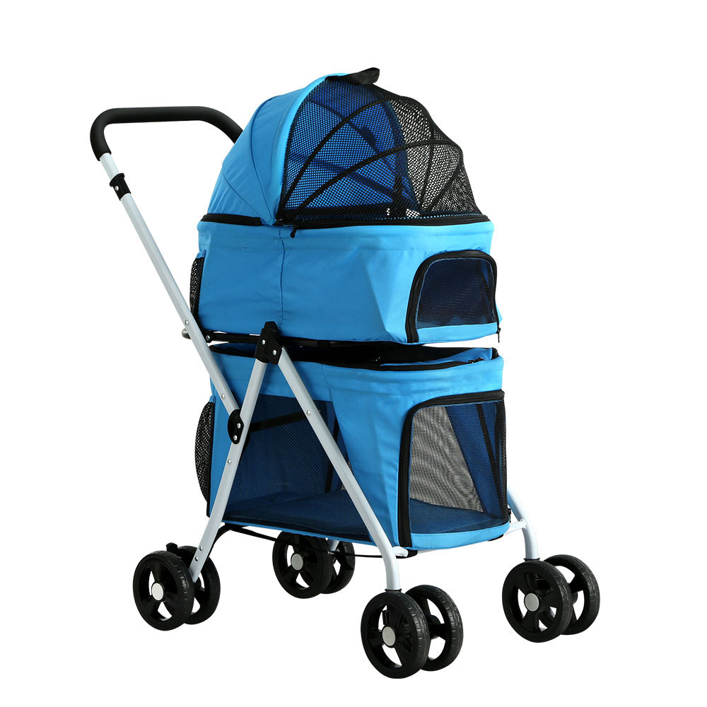 i.Pet Pet Stroller Dog Pram Large Cat Carrier Travel Foldable 4 Wheels Double i.Pet