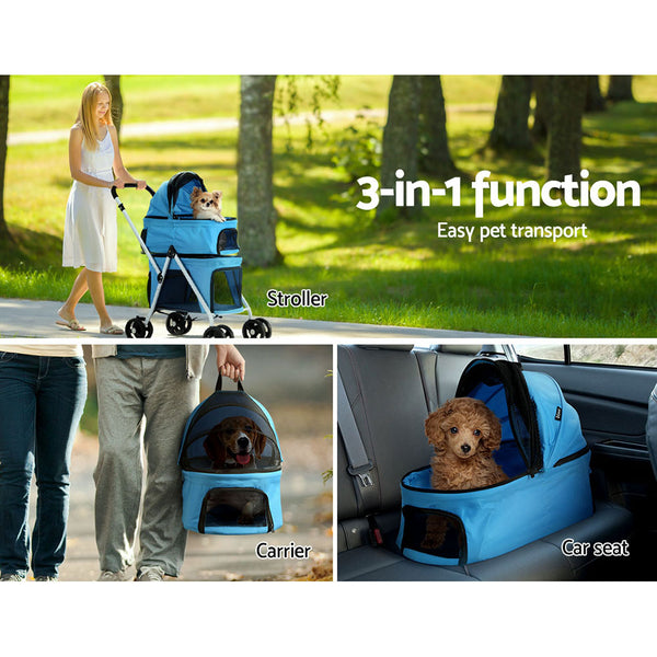 i.Pet Pet Stroller Dog Pram Large Cat Carrier Travel Foldable 4 Wheels Double i.Pet