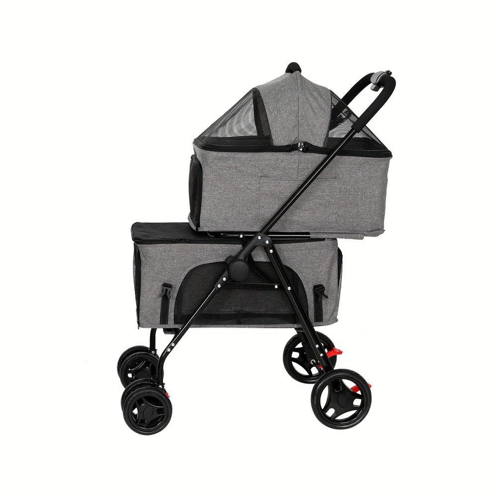 i.Pet Pet Stroller 2-tier Dog Pram Large Cat Carrier Travel Pushchair Foldable i.Pet