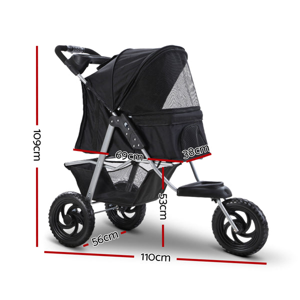 i.Pet Pet Stroller Dog Pram Large Cat Carrier Travel 3 Wheels Foldable Pushchair i.Pet
