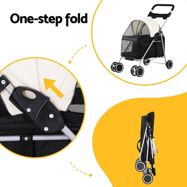 i.Pet Pet Stroller Pram Dog Cat Carrier Cage Large Travel Pushchair Foldable 4 Wheels i.Pet