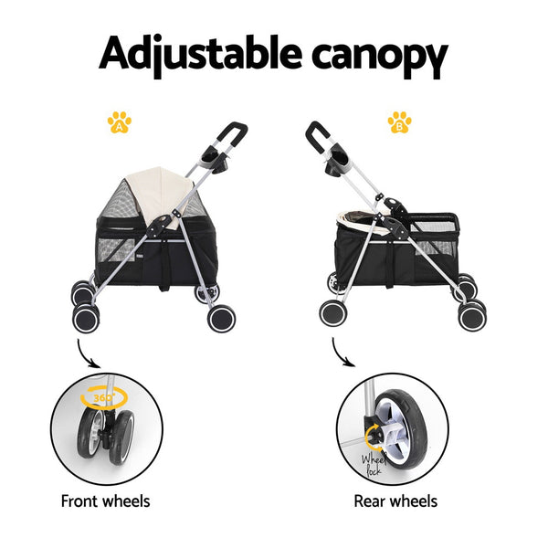 i.Pet Pet Stroller Pram Dog Cat Carrier Cage Large Travel Pushchair Foldable 4 Wheels i.Pet