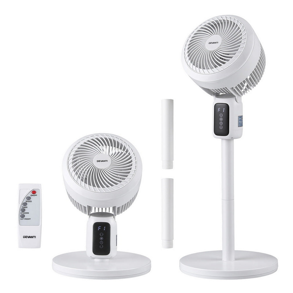 Devanti Pedestal Fan W/ Remote 3 Speed 12H Timer Height Adjustable Cooling Fan Awezingly