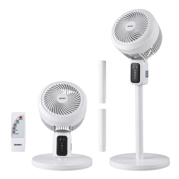 Devanti Pedestal Fan W/ Remote 3 Speed 12H Timer Height Adjustable Cooling Fan Awezingly