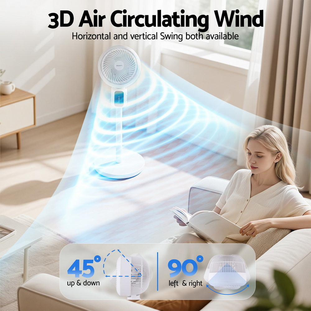 Devanti Pedestal Fan W/ Remote 3 Speed 12H Timer Height Adjustable Cooling Fan Awezingly