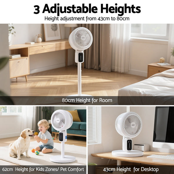 Devanti Pedestal Fan W/ Remote 3 Speed 12H Timer Height Adjustable Cooling Fan Awezingly